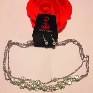 Nwt colors lite green and silver necklace and earrings set